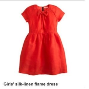Crewcuts girls red silk/linen party dress